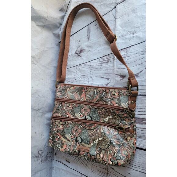SakRoots crossbody bag purse brown pink orange Boho Style - Picture 1 of 13